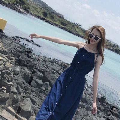 ĐẦM JEAN DENIM MAXI CỔ RÚT 2 DÂY DỄ THƯƠNG - NJ923